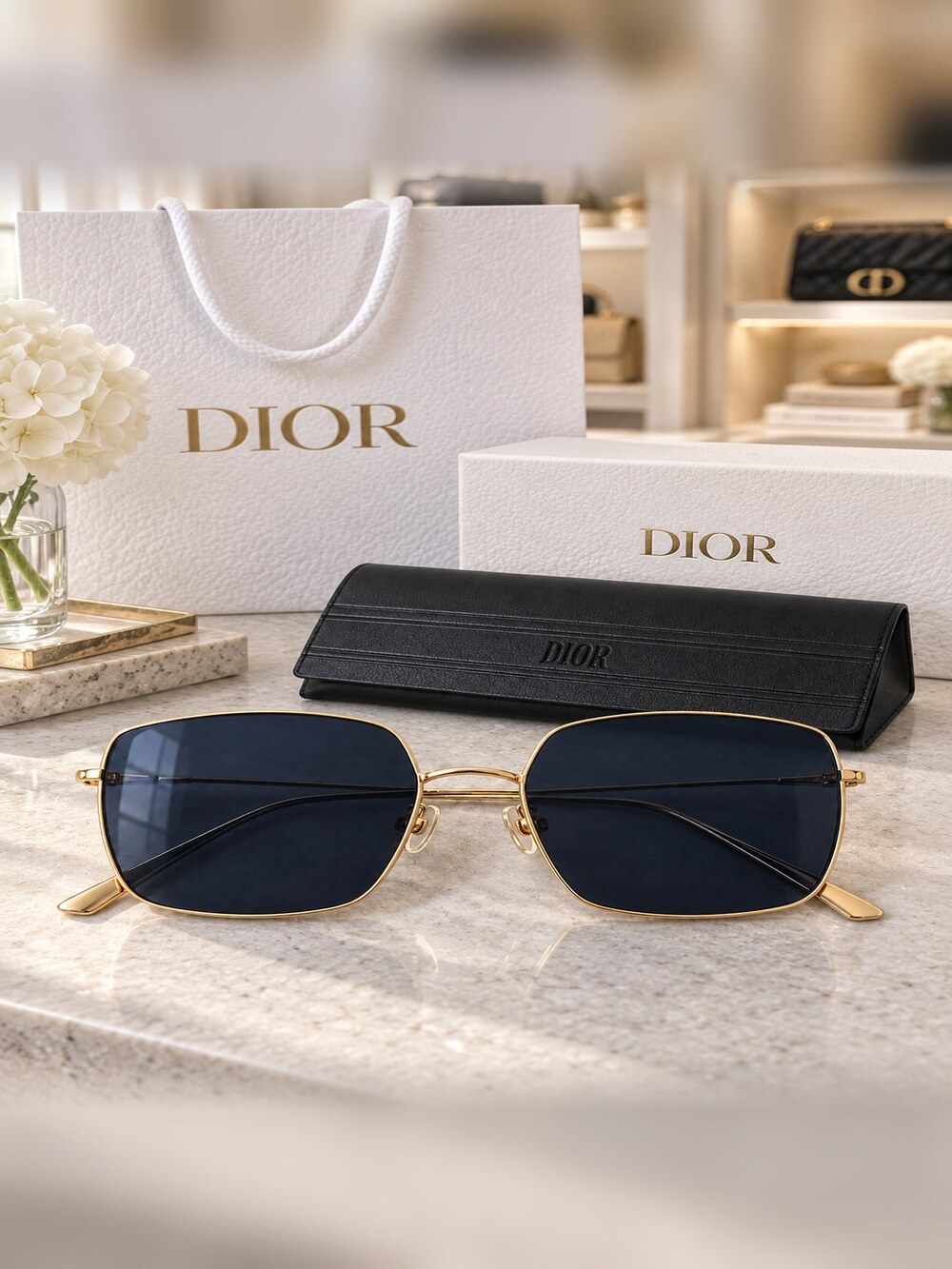 Dior Gold Frame Square Sunglasses - Picture 6 of 6